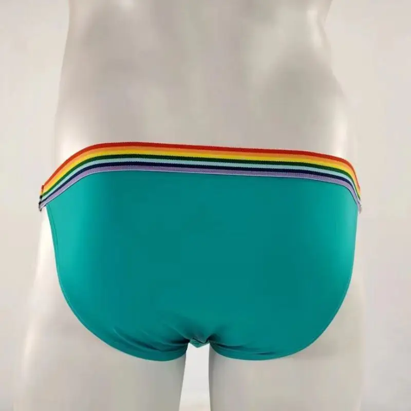 Mens G743B String Pouch Bikini 3/4 Back Soft Jersey rainbow color waist