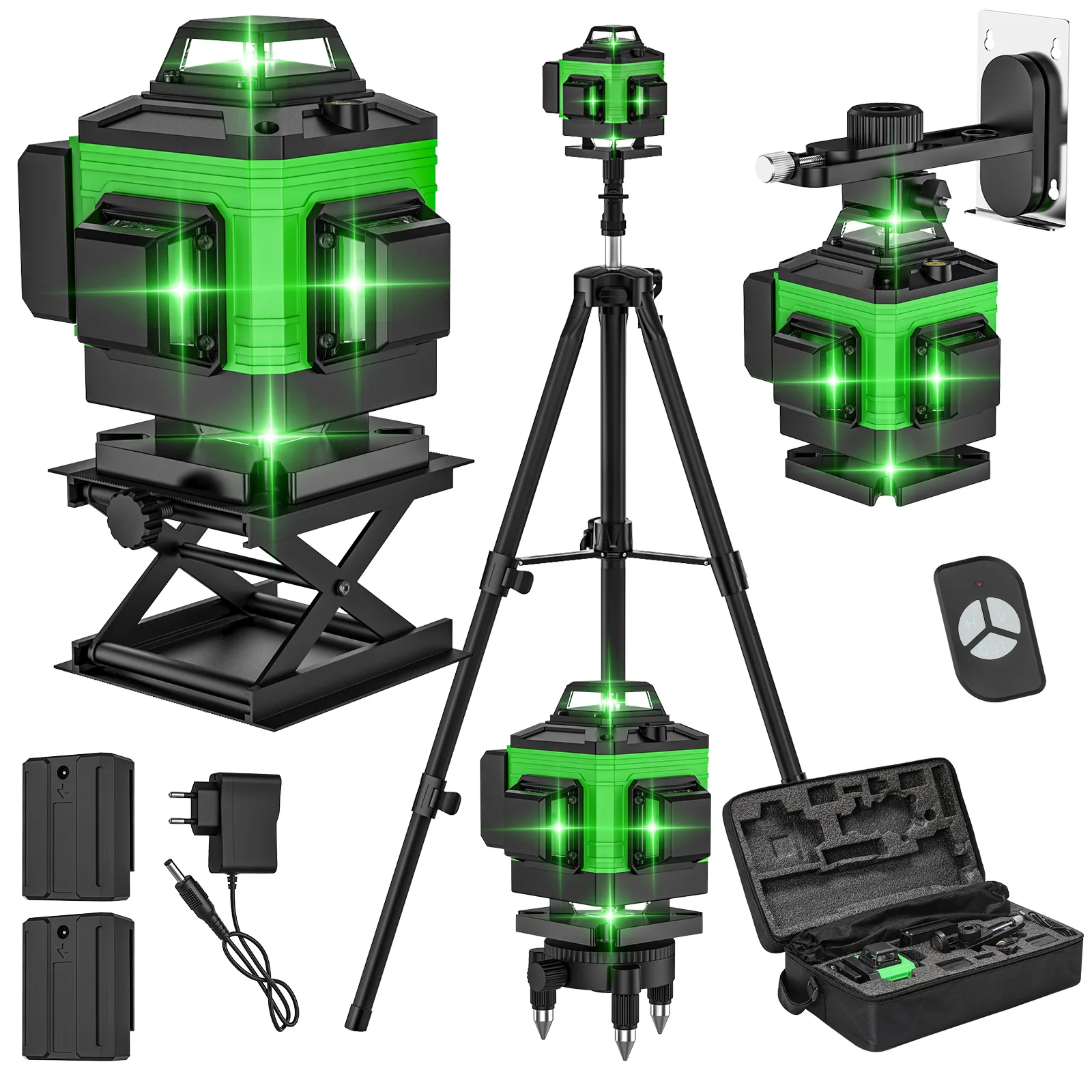 16 Lijnen 4d Laser Niveau 12 Lijnen 3d Niveau 360 ° Zelflifting Horizontale En Verticale Cross Super Power Groene Laserstralen