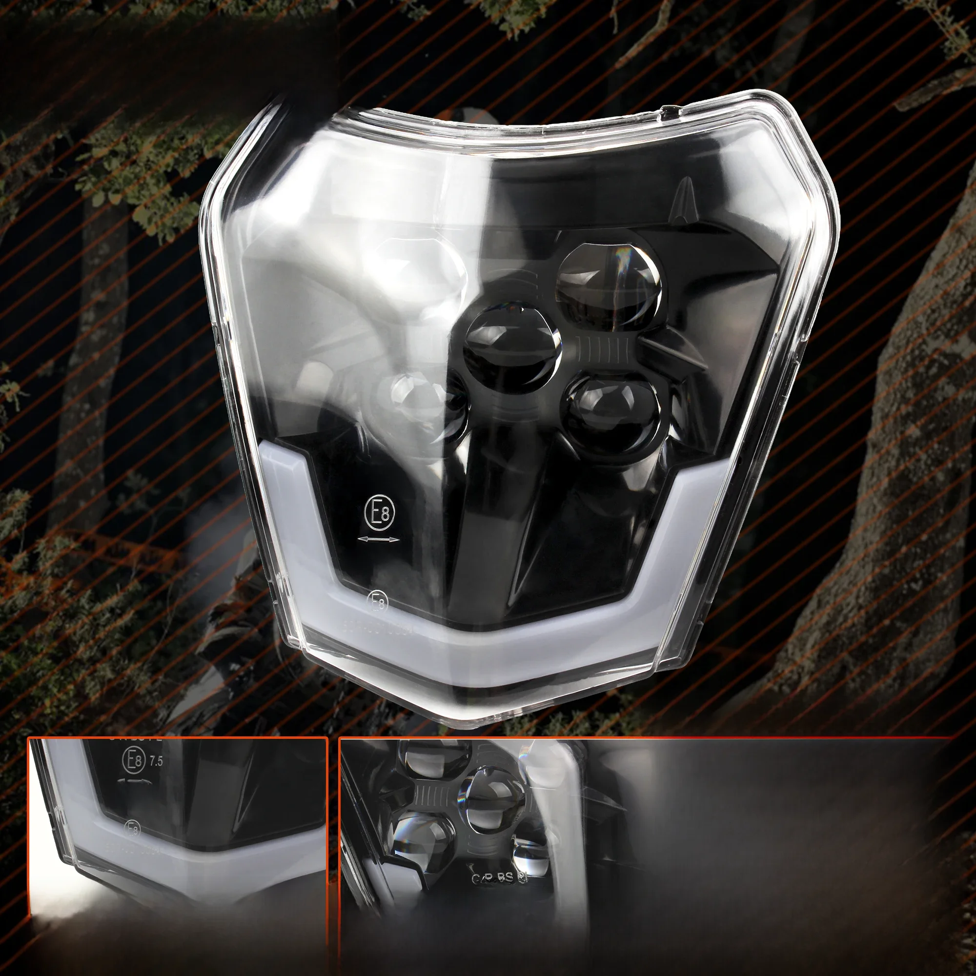 AliExpress NONE for KTM EXC Motorcycle Led Headlight XC SX XCW SXF XCW Supermoto Head Lamp Fairing Dirt Bike Motocross Enduro Accessories