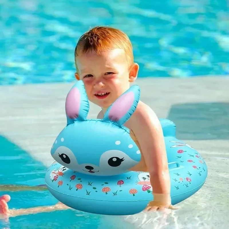 Anneau de natation gonflable d'été en plein air, lapin parfumé, jouet de piscine pour garçon et fille, siège flottant gonflable en PVC avec poignée, jouet d'eau