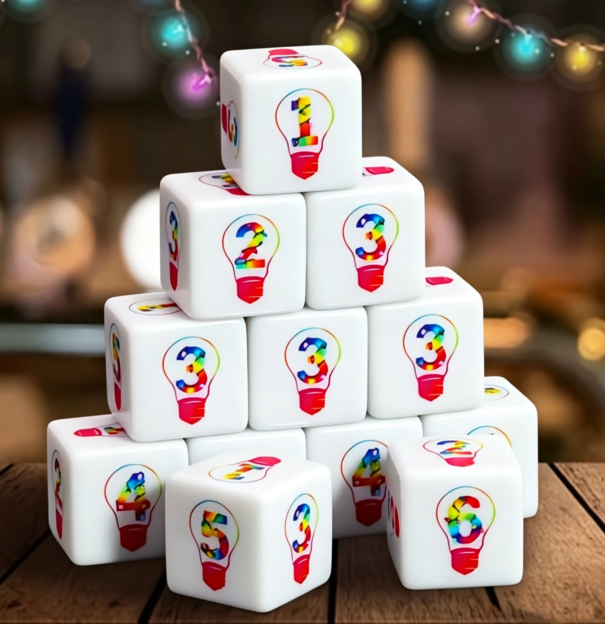 12Pcs Creative  Mark Light Bulb D6 Dice Set for Board Games DND Role Playing Family Game Night Collectors Gamers