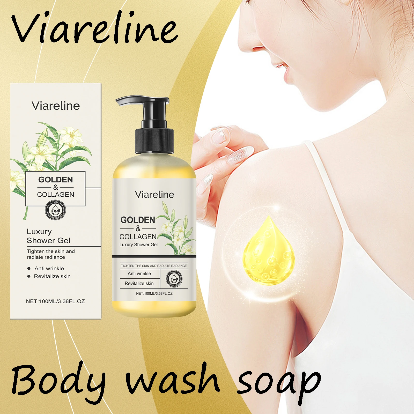 

Viareline Body Wash Gel Lasting Mild Fragrance Oil Control Nourishing Remove Pore Dirts Glowing Daily Wash Body Shower Gel