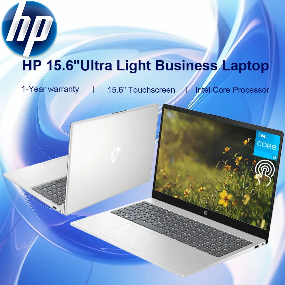 HP 2024 비즈니스 노트북, 15.6 인치 터치스크린 노트북, 인텔 코어 i3-1215U, 16GB RAM, 512GB SSD, 인텔 UHD 그래픽, 실버