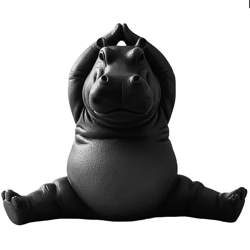 1 estatua de hipopótamo decorativa - Decoración duradera para interiores y exteriores, adecuada para el hogar, la oficina, el estudio de yoga - Escultura de animal tranquilo, regalo perfecto para los entusiastas del yoga, decoración de la paz, adorno para el hogar, estatua de hipopótamo, decoración de escritorio