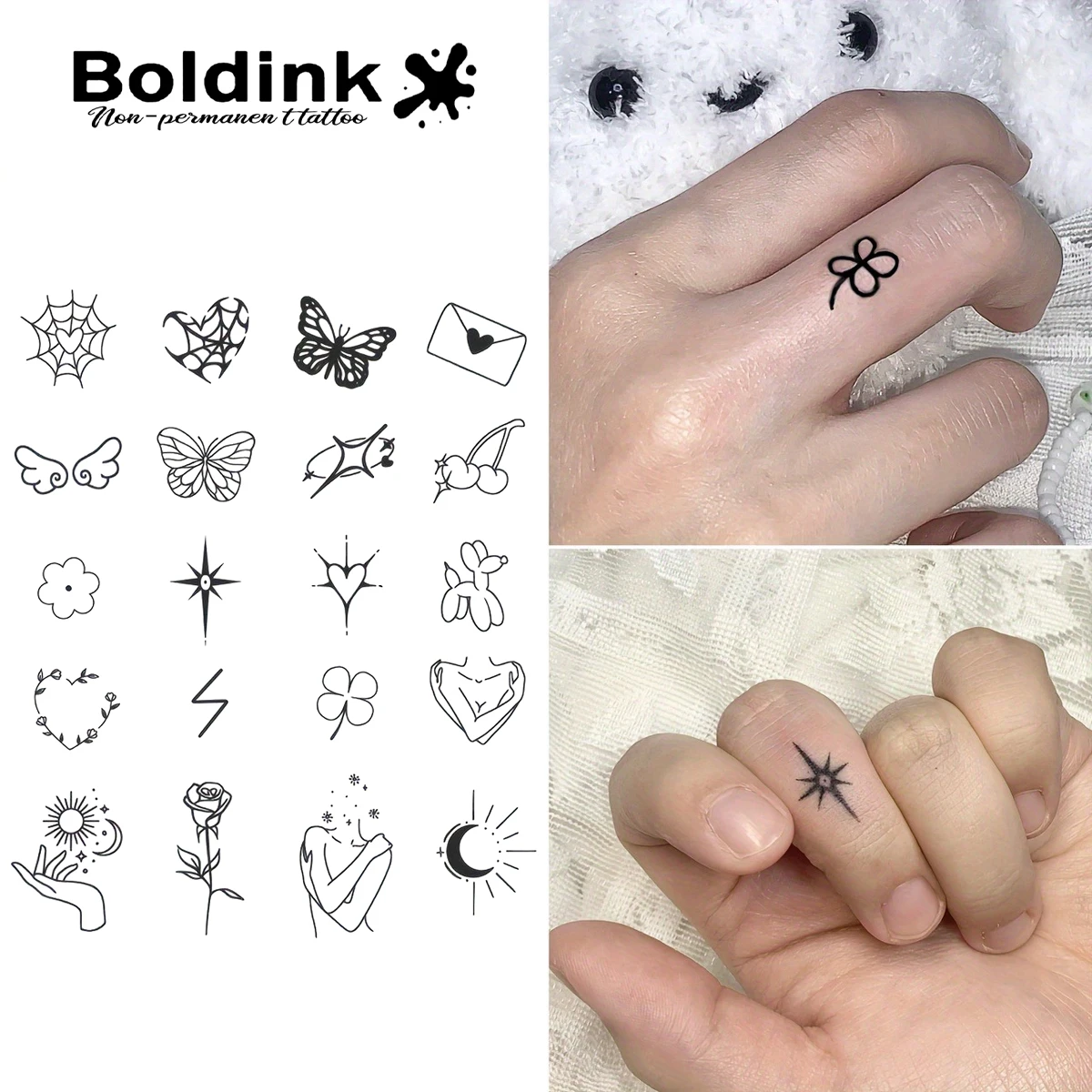 

Angel wings flower small pattern design Temporary Tattoo,Lasts To 15 Days New Technology Magic Waterproof Semi Permanent Sticker