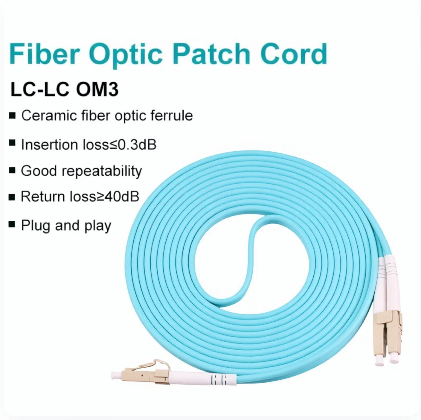 OM3 LC-LC UPC Multimode Duplex 2.0MM Fiber Optic Patch Cord LC-LC fiber optic patch cable Fiber Optic Patch Cable