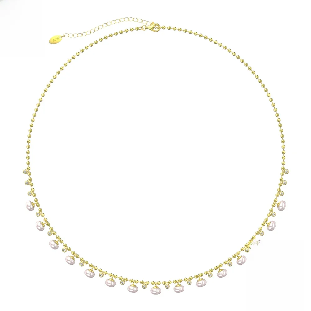 ORSA JEWELS Unikalny naszyjnik z koralików ze srebra próby 925 z naturalnymi perłami Vintage Choker Łańcuch na szyję dla kobiet Biżuteria GPN37 — zdjęcie 2