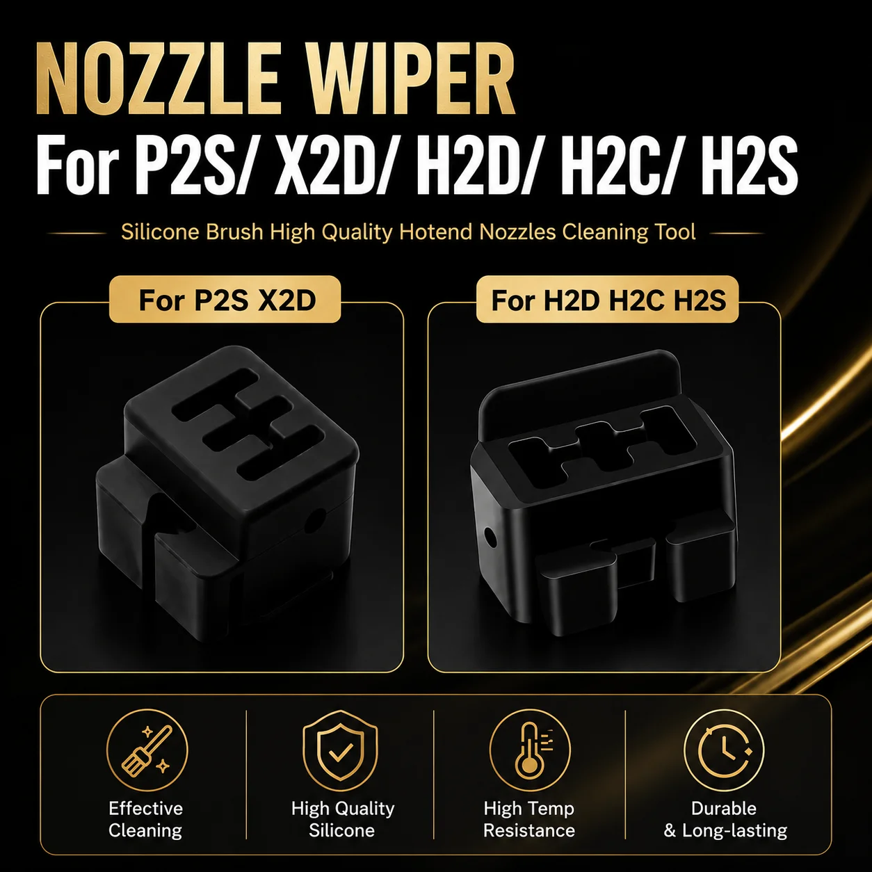 Nozzle Wiper For Bamboo Lab H2D/H2C/P2S/X2D Silicone Brush High Quality Hotend Nozzles Cleanning Tool For P2S 3D Printer Cleaner