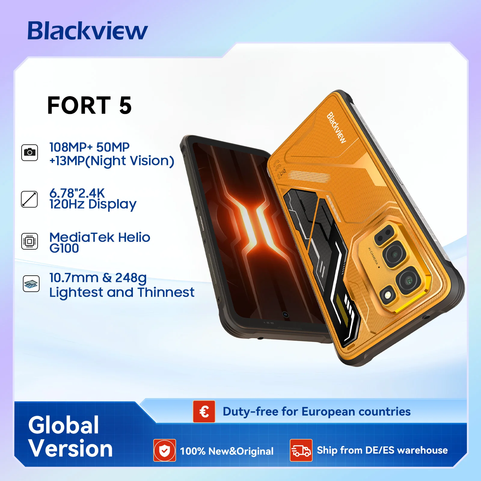 【World premiere】Blackview Fort 5 Rugged SmartPhone 6.78-inch 2.4K Display Imaging Flagship 108Mp Camera 2W BOX Speaker Cellpho