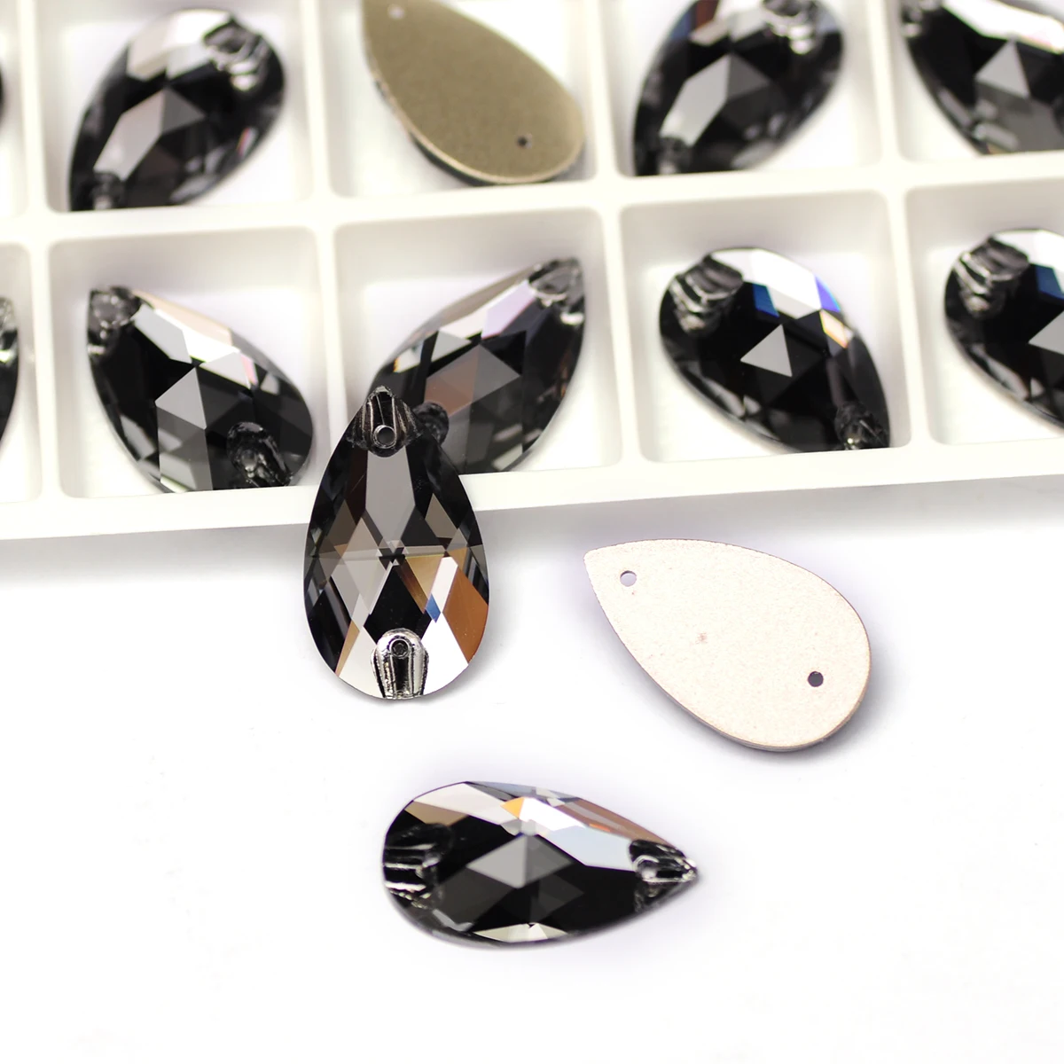 YANRUO 3230 Drop Black Diamond Sew On Rhinestones Droplet Sewing Glass Crystals Sew Rhinestones For Clothes