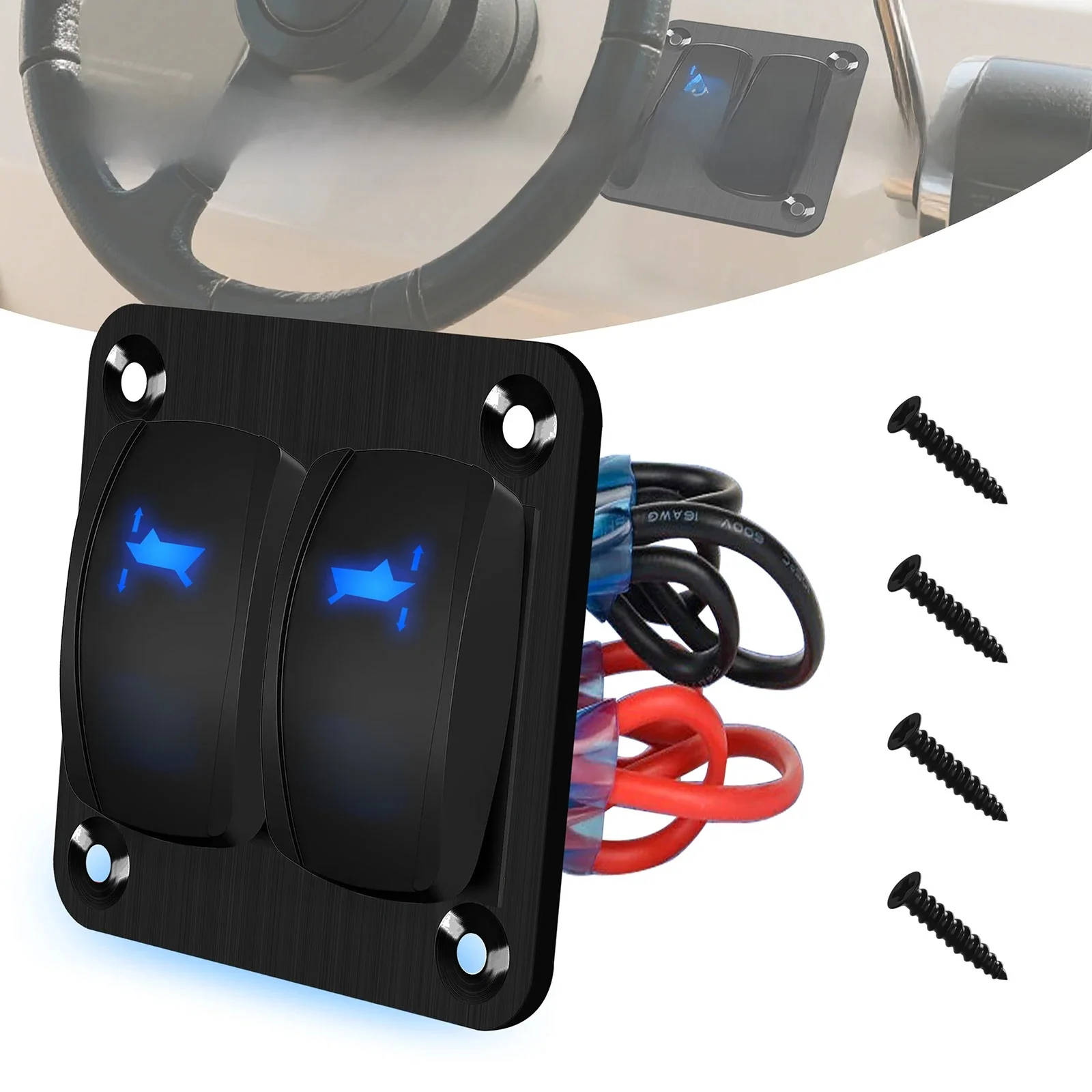 Trim Tabs Schakelpaneel (AAN)-Uit-(AAN) Momentary Rocker Switch Panel voor Marine Boat Console 12V/20A 24V/10A Waterdicht IP68