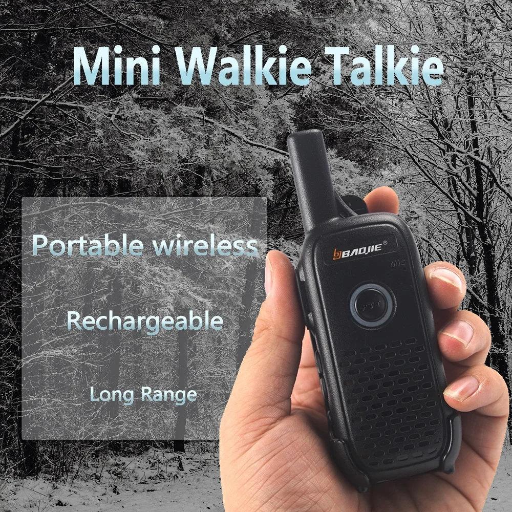 small size Walkie Talkie 2 Pack Baojie BJ-Q2 2W UHF 400-470Mhz 16 Channel Rechargeable Long Range Portable Mini Two Way Radio