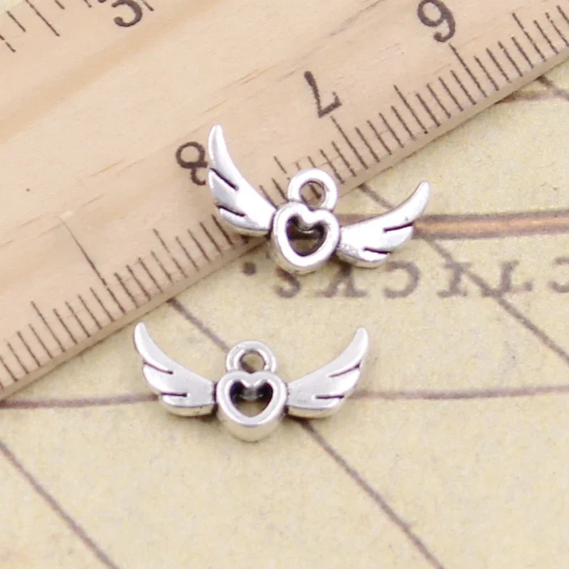 30 sztuk Charms Fly Heart 16x10mm tybetański kolor srebrny wisiorki antyczne tworzenie biżuterii DIY Handmade Craft — zdjęcie 2