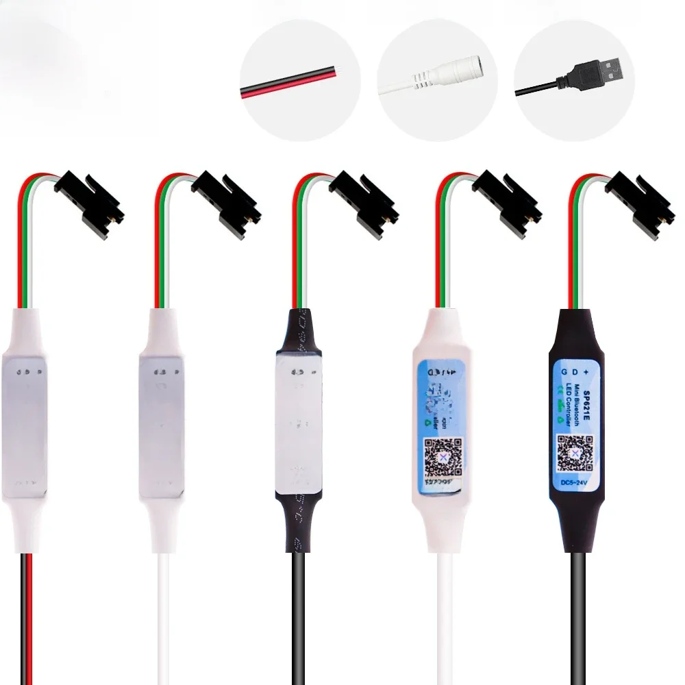 Mini contrôleur de bande lumineuse LED WS2812B WS2811, 3 touches USB DC SP621E, musique, Bluetooth, contrôle par application DC5V-24V