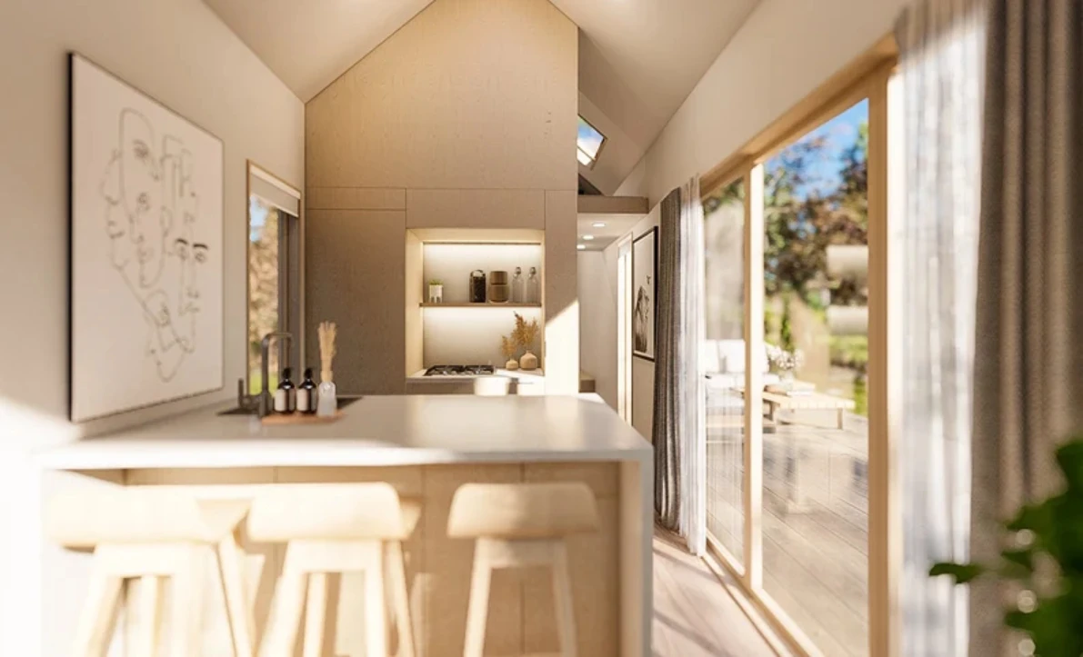 خطط البيت الصغير (الخطط المطبوعة) | 8.5 م × 2.4 م مخططات ذاتية الصنع على العجلات | 2-غرفة نوم مع دور علوي | دليل البناء الكامل #2