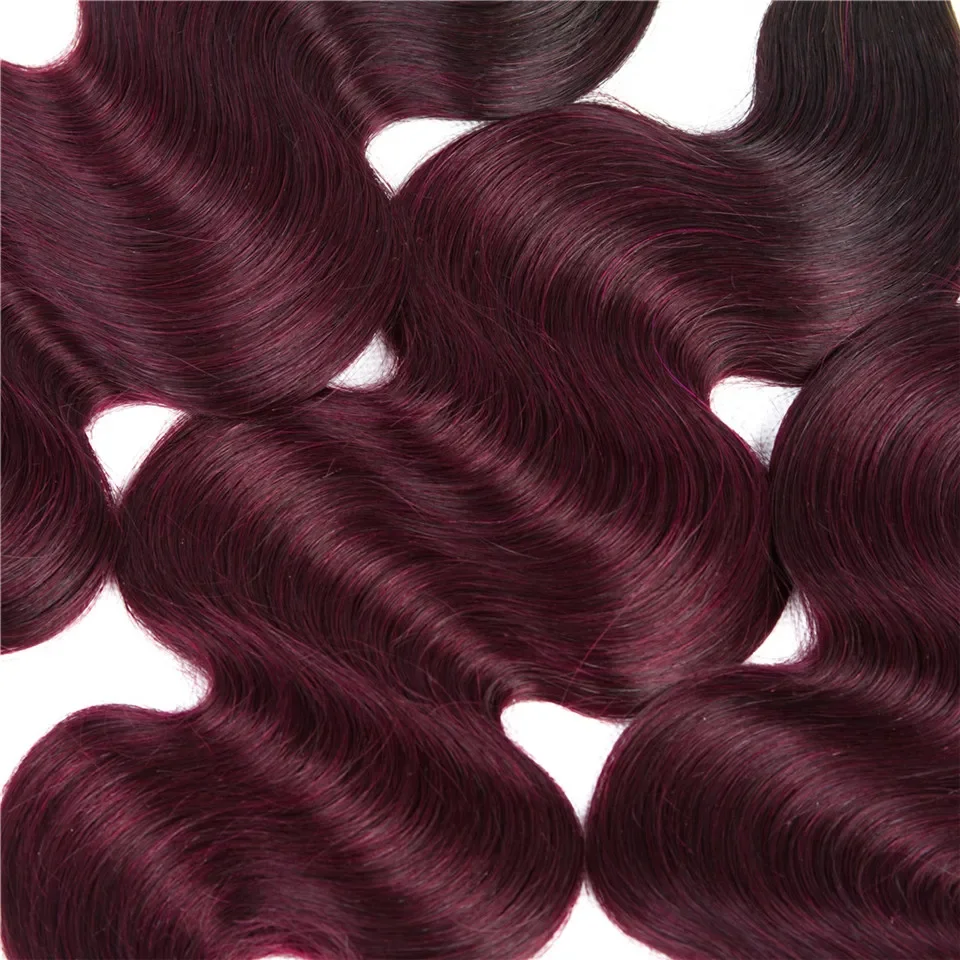 1B 99J Brazilian wavy hair strands, ombré human hair extensions  3/4 strands, wholesale