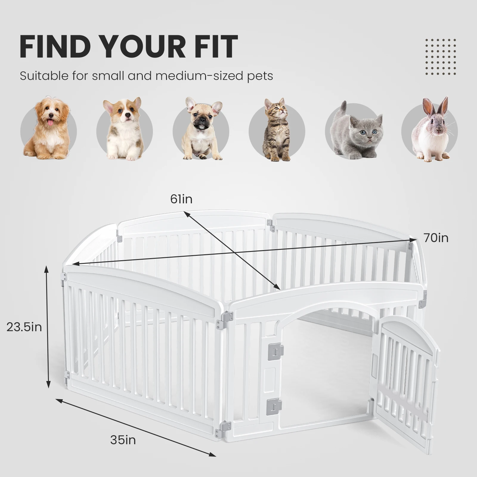 6 PanelDog Playpen Safe & Secure Indoor/Outdoor Pet Fence | Folding & Portable | Ideal for Small to Medium Dogs | Easy to Clean