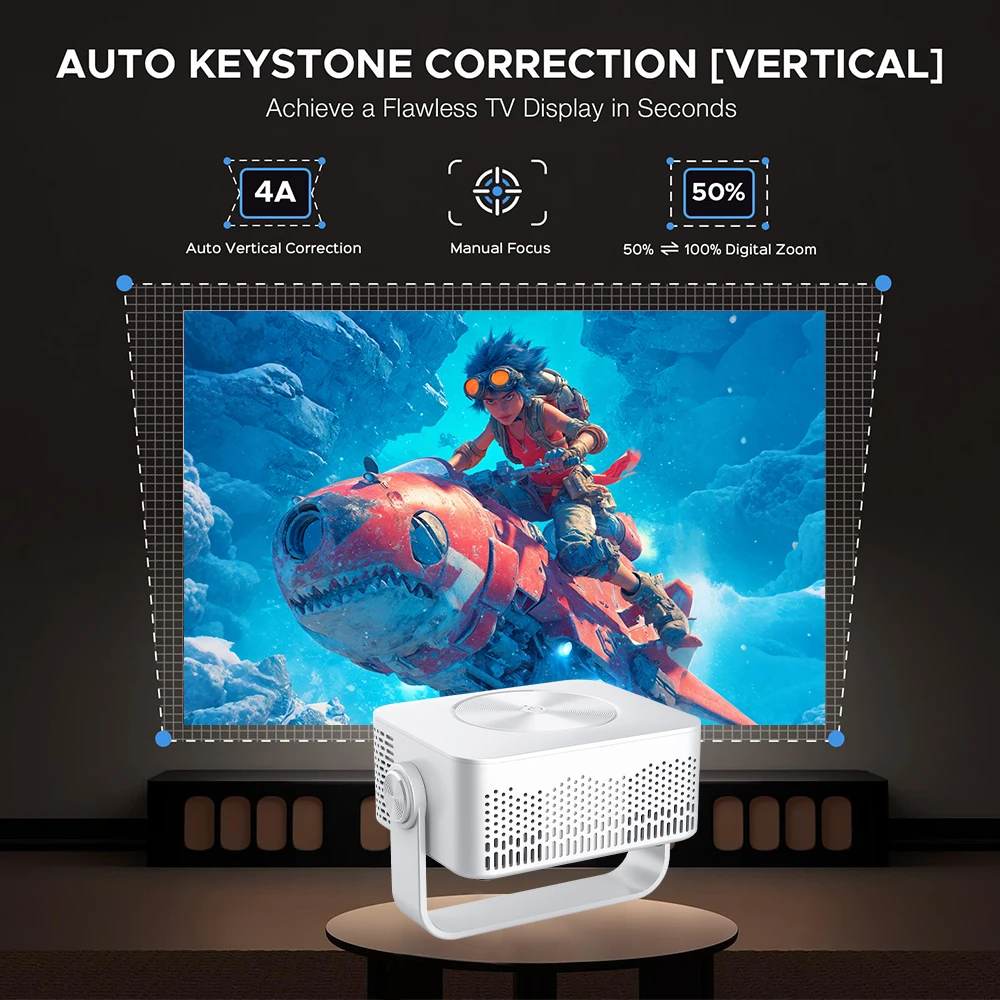 ZNLYRION Mini LCD Projector M60 Native 1280*720P Support 4K 180° Rotatable Stand Auto Keystone WiFi6 BT5.0 Portable Home Theater Movie Projector - view 3