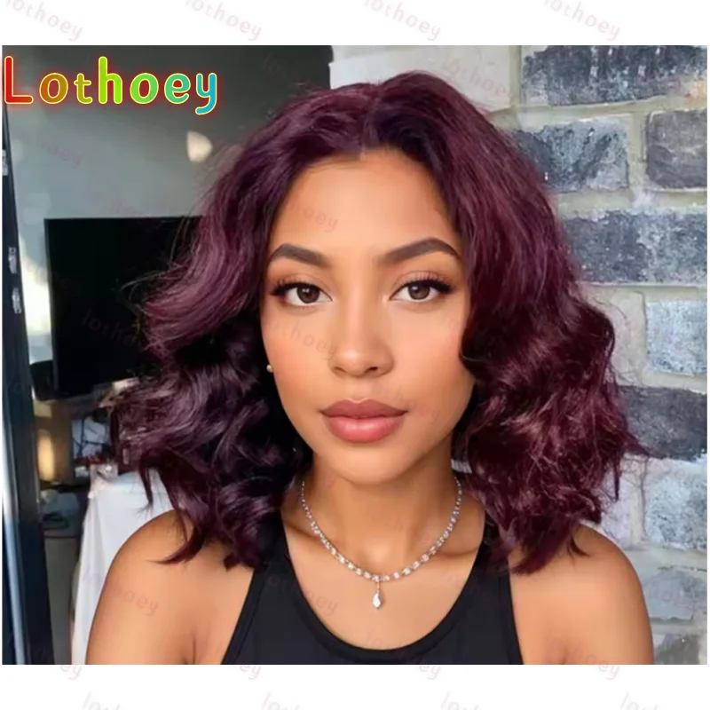 Бордовый парик Боб, 100% натуральные человеческие волосы, фронтальный парик шнурка, человеческие волосы, бесклеевые свободные объемные парики для чернокожих женщин