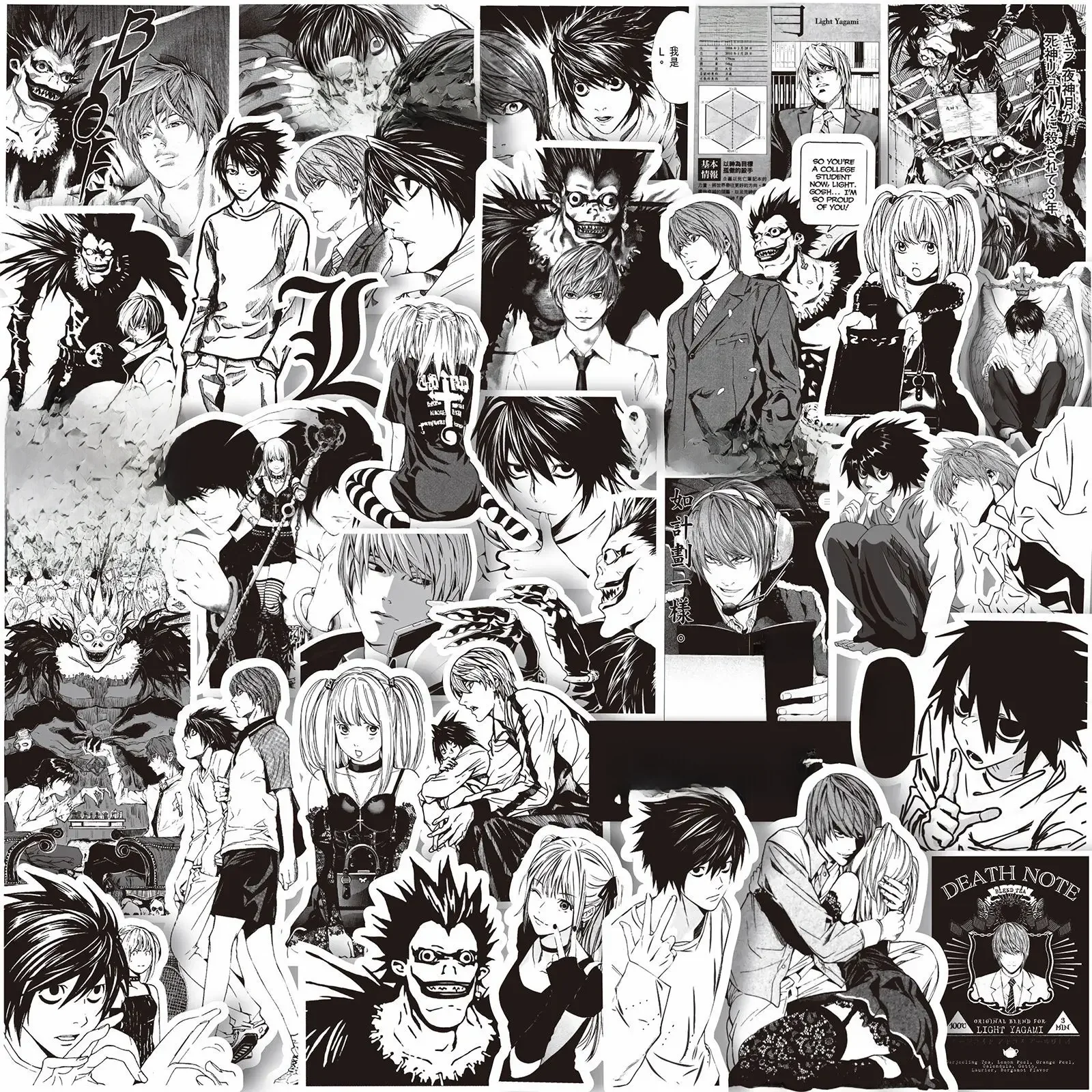 AliExpress Bandai 65PCS Anime Death Note Stickers Black White Decals Scrapbook Luggage Laptop Bike Suitcase Car Graffiti Sticker Decoration Toy