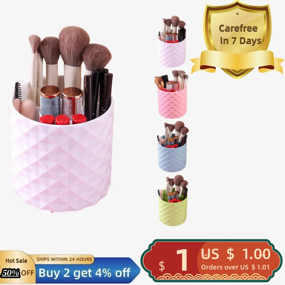 

Pencil Holder Large Capacity Space Saving Classified Storing Plastic 6 Grids Rotating Makeup Brush Storage Bucket Daily Use