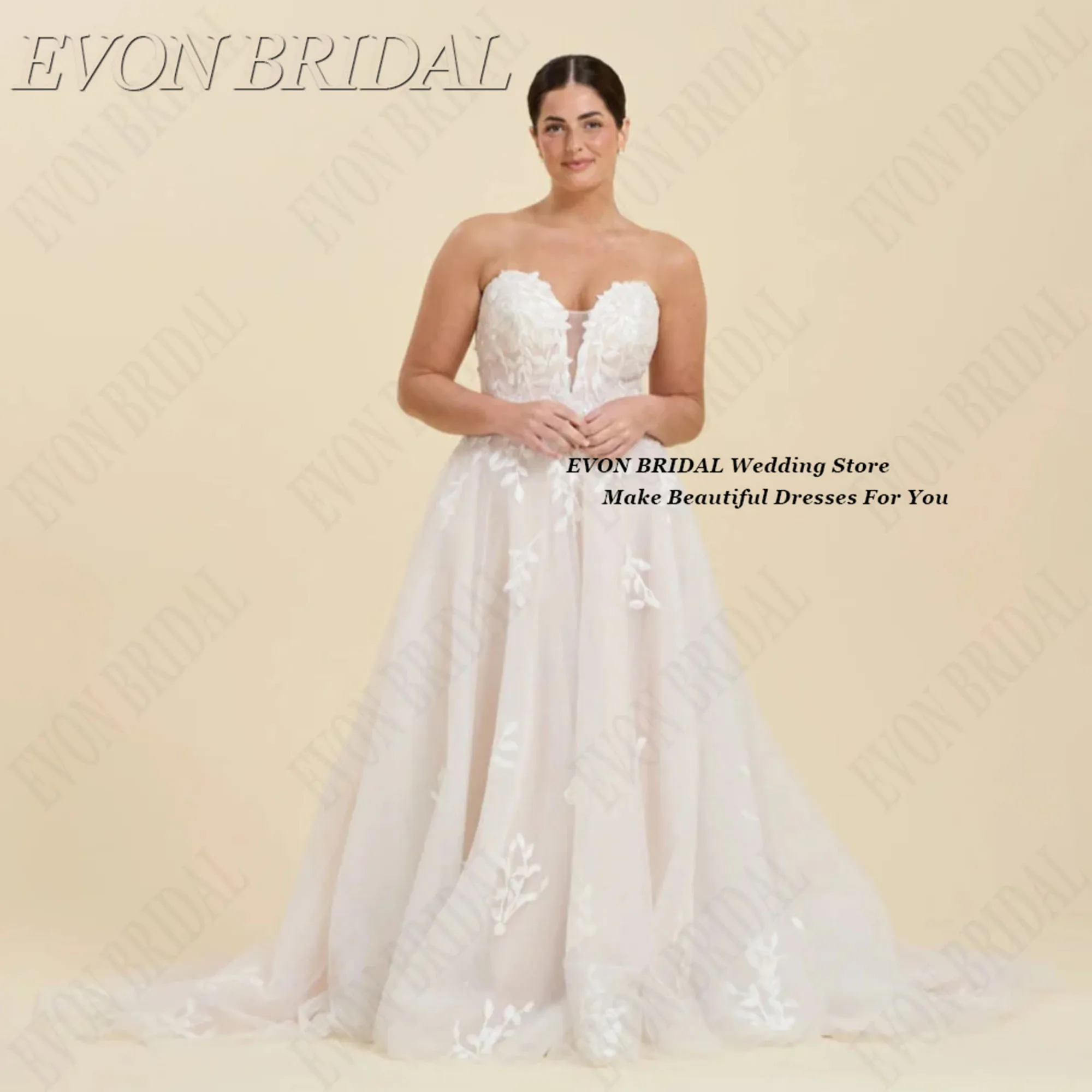 

Sweetheart Plus Size Wedding Dress Backless Vestidos De Novias De Boda Appliques Wedding Reception Dress EVON BRIDAL Customized