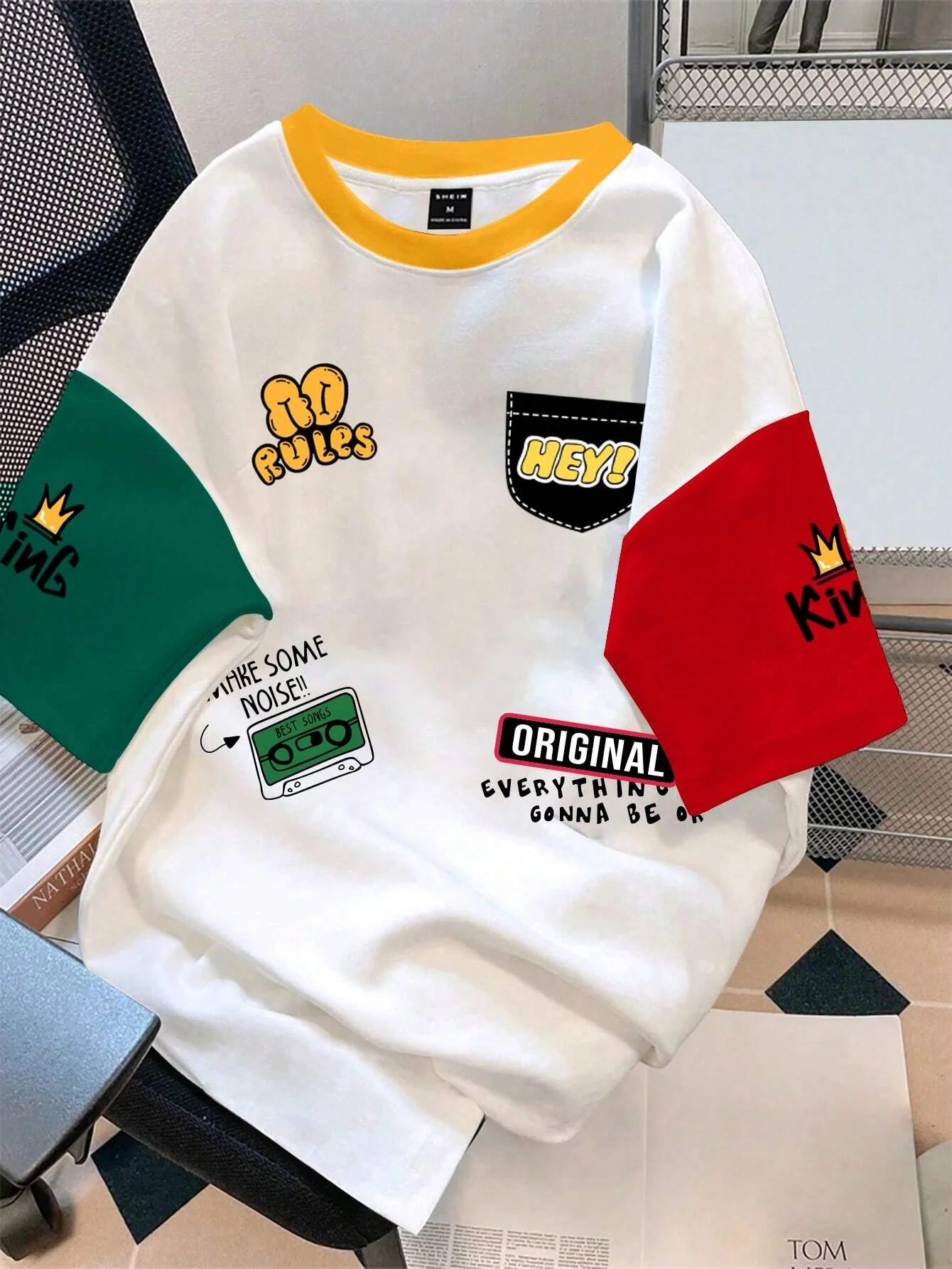 Camiseta creativa de manga corta para hombre, camiseta con cuello redondo y grafiti, de secado rápido, cómoda y transpirable