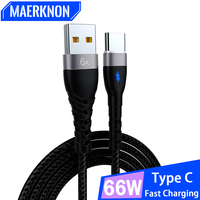 6A USB Type C Cable 66W Fast Charging Phone Charger Data Cord For iPhone Samsung S23 S22 Xiaomi Oneplus 0.25m/1m/2m Type C Cable