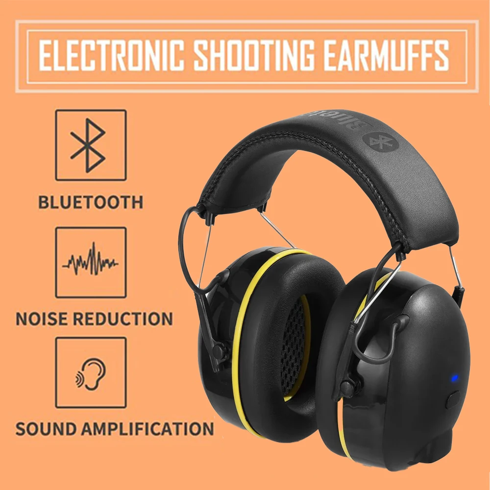 Electronic Headphone 5.0 Bluetooth Earmuffs Hearing Protection Headphones for Music Safety Noise Reduction Charging