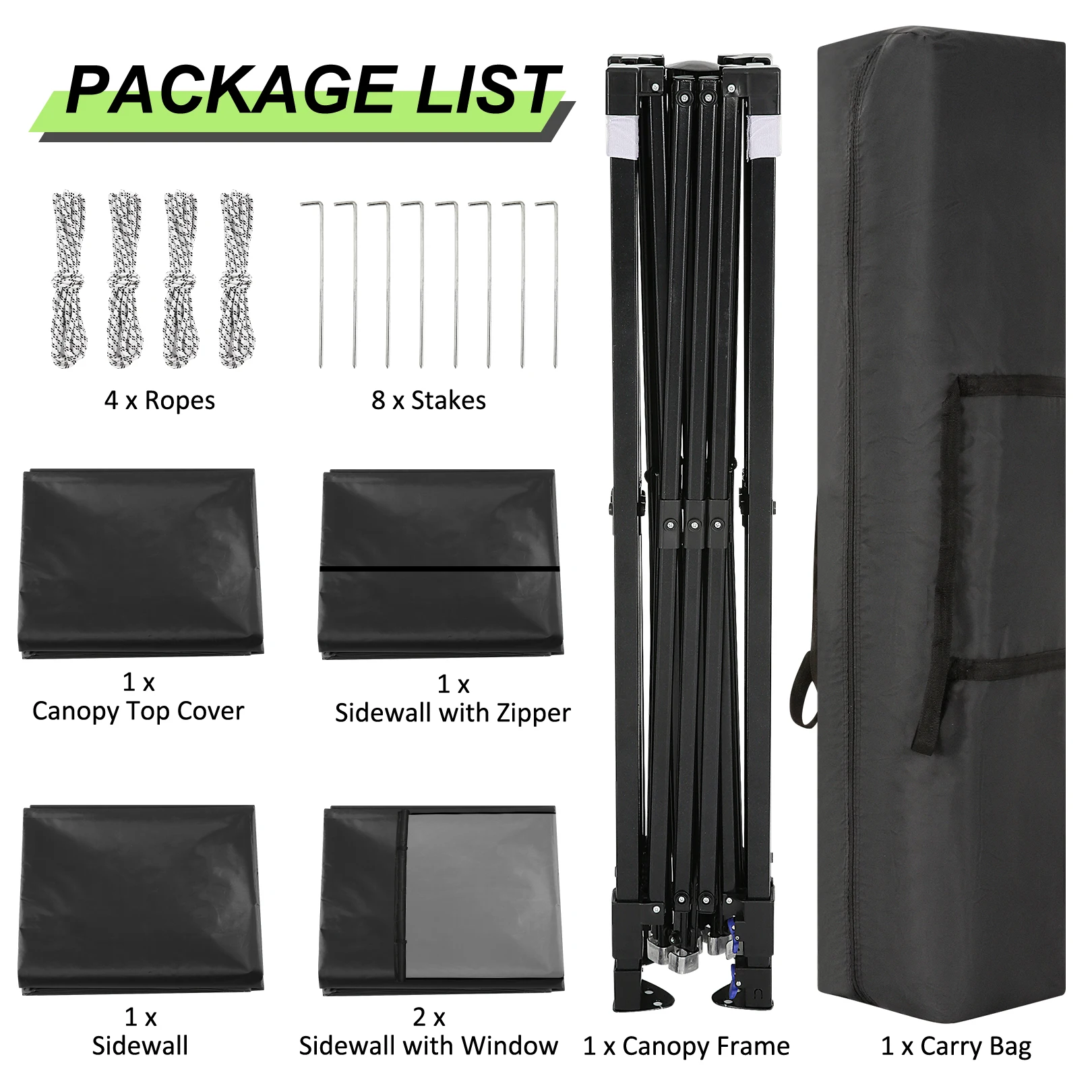 10x10ft المنبثقة المظلة أكشاك خيمة المظلة مع نافذة شبكية 4 الجدار حقيبة حمل 4 حصص الحبال للحزب الحدث حديقة فناء #5