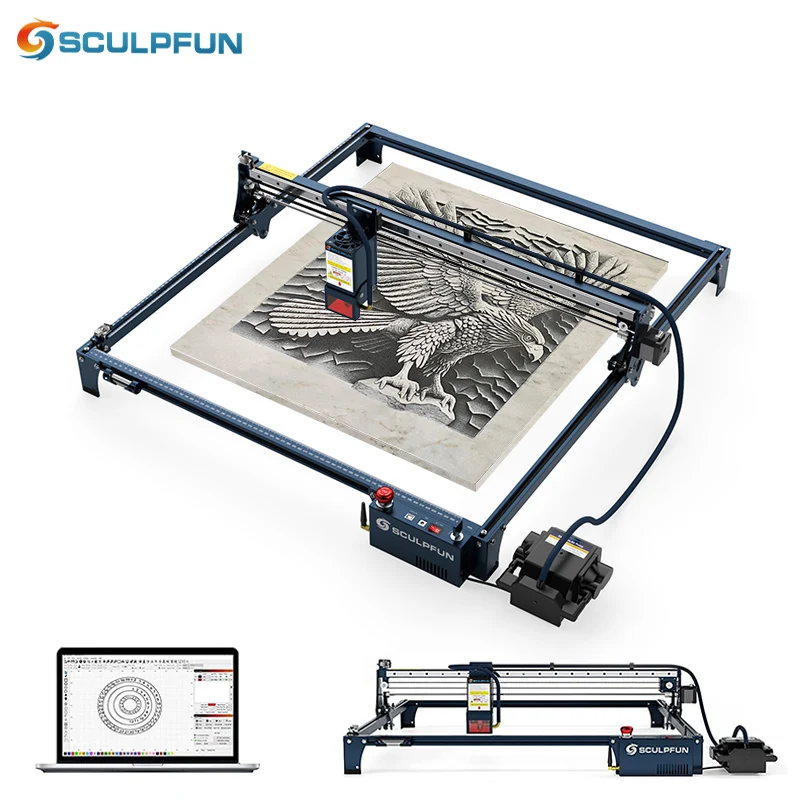 

SCULPFUN S30 Ultra 11W 22W 33W 600x600mm Area Automatic Air Assist Replaceable Lens Metal Wood Cutting Laser Engraving Machine