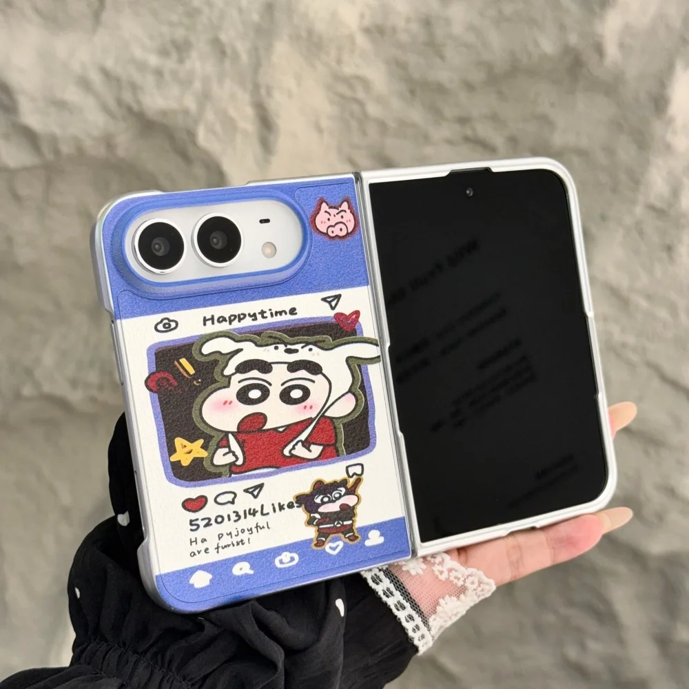 Kawaii Anime Cartoon Character Phone Case for Apple iPhone Duo Cover with Charm Fashion Folding Shockproof Protective Cases Cute