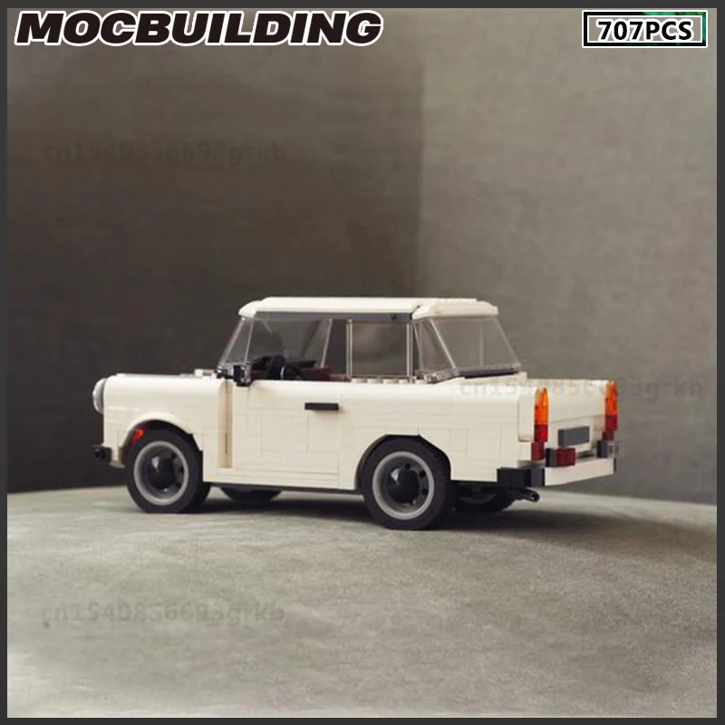 Moc bloco de construção vintage automóvel estilo europeu carro 601 brinquedo branco presente aniversário coleção clássico nostalgia série