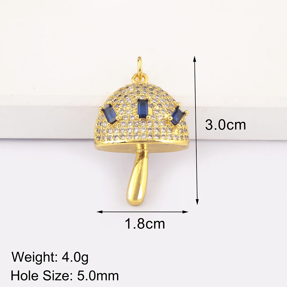 Punk Mushroom Shape Zircon Charm Pendant for DIY Necklace Women Handmade Jewelry Making Findings Accessories Handmade Supplies