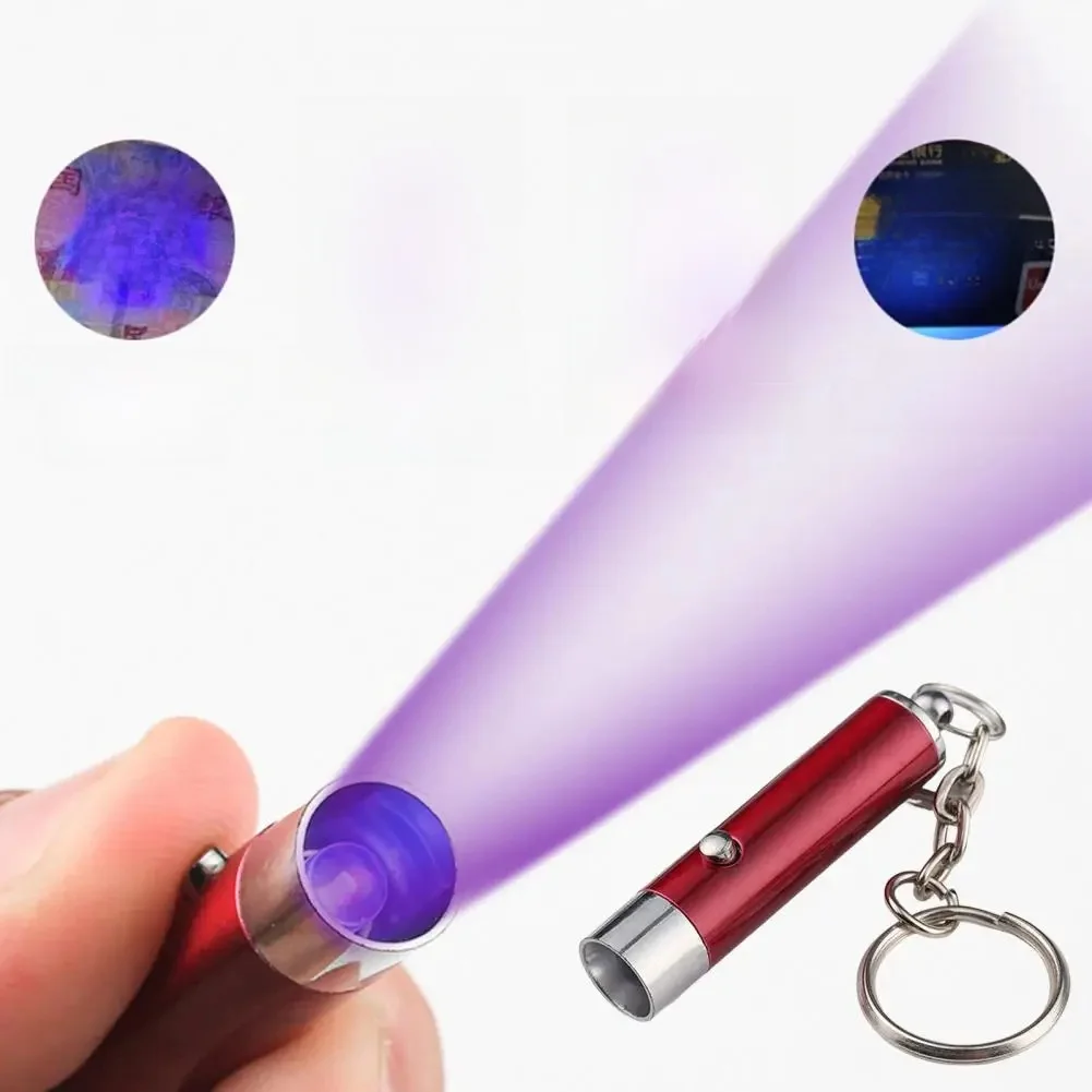 QuestionUV Light Porte-clés à piles, petite lampe de poche UV, porte-clés torche