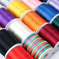 100m/Roll 1.5mm Nylon Satin Cord Black Rat Tail Forging Silk Thread Colorful Polyester Chinese Knot Bracelet Braided Beaded Rope