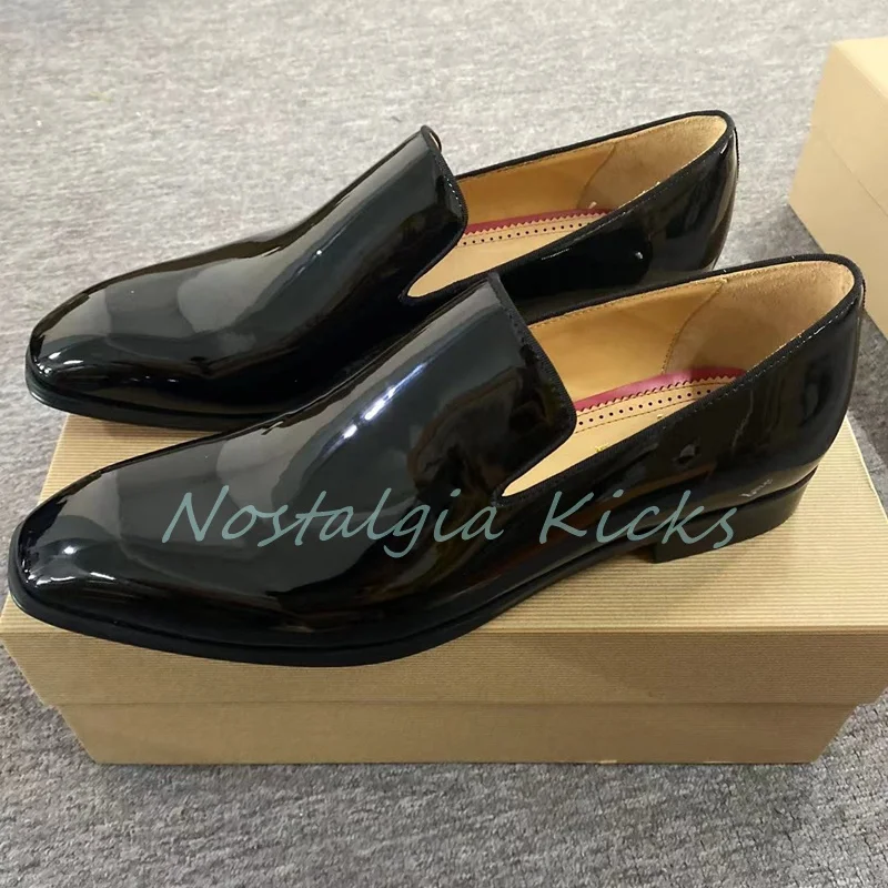 Sepatu Pantofel Detail Rumbai Kulit Paten Hitam Mewah Sepatu Formal Pria Slip On Kulit Sapi Sepatu Oxford Flat Bisnis Nyaman