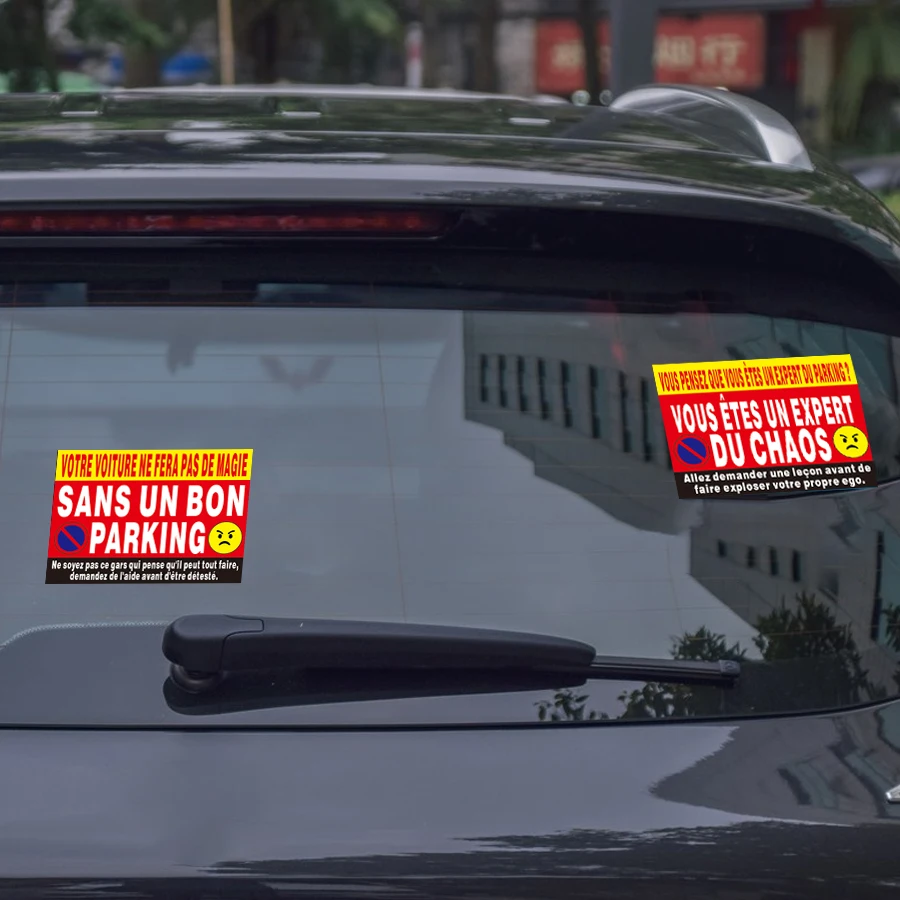 100 Pcs French No Parking Stickers - 5 Satirical Designs, Humorous Paper Labels for Illegal Parking Warning Notices