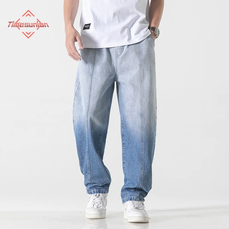 

Spring Autumn Jeans for Men Loose Wide Leg Pants American y2k Shallow Change Men's Jeans Elastic Waist Man Pants