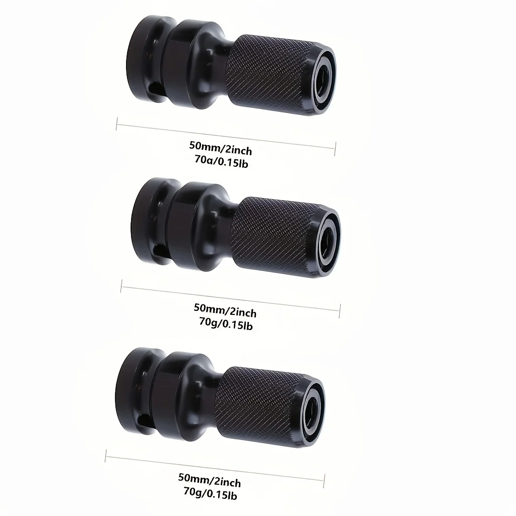 3 Pieces of 1/2 Square inch to 1/4 inch Hexagonal Ratchet Socket Wrench Socket Adapter Wrench Kit, Transmission Converter, Impact Tool, Drill Socket Combination Kit view 7