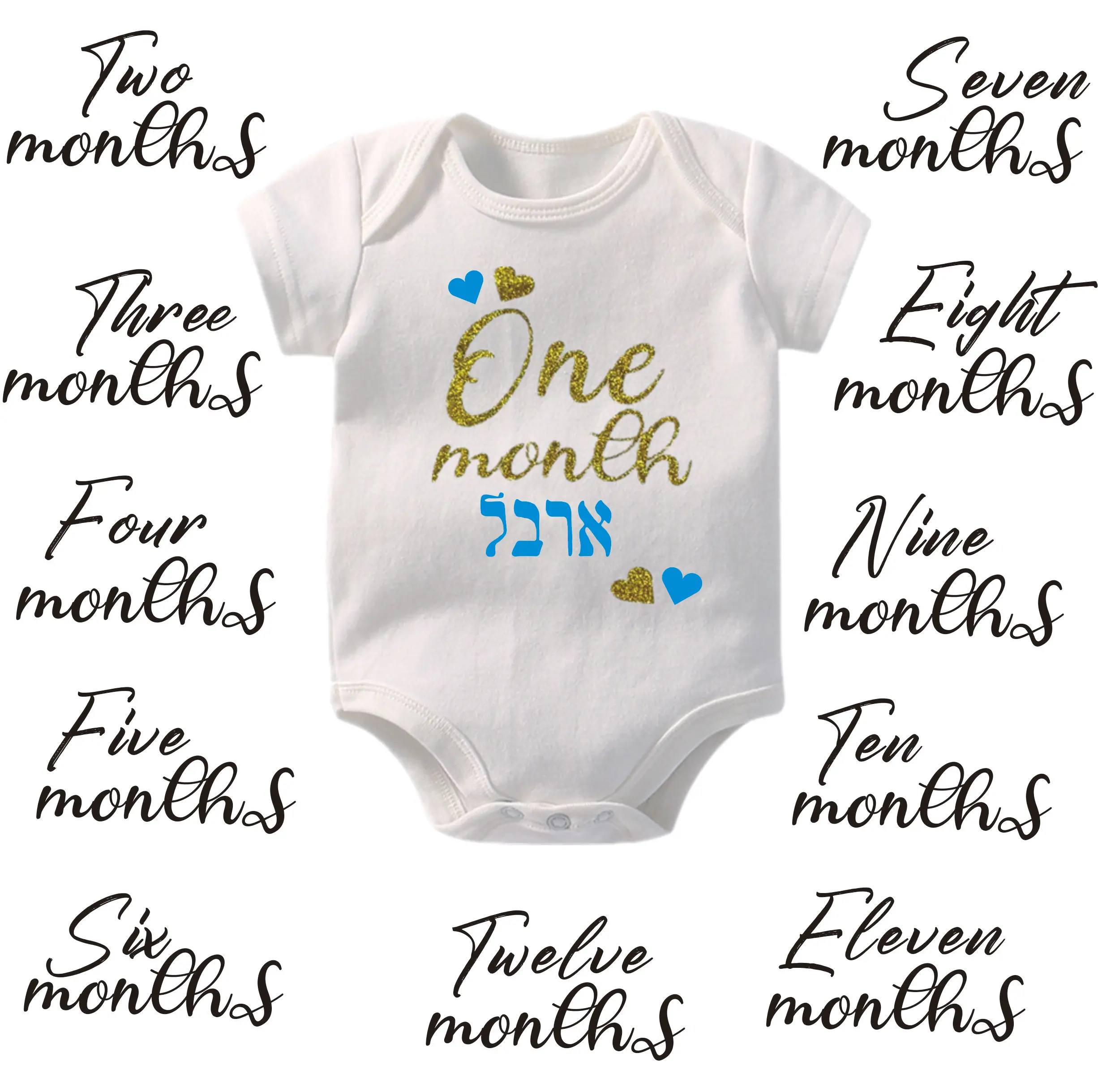 Set of 12 Body Monthly Milestone Baby Growth Photos Birth month onesie Baby clothes First Set- Baby growth Baby shower Gift