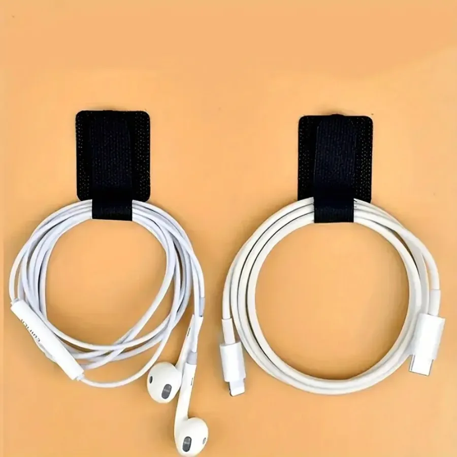 10 قطع من ربطات كابلات النايلون ذاتية اللصق باللون الأسود/الأبيض، مناسبة لكابل البيانات وتخزين كابلات الكمبيوتر وإدارة الكابلات المكتبية