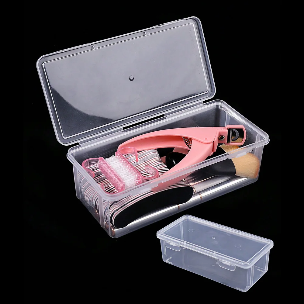 1 Stück rechteckige PP-Kunststoffbox zur Aufbewahrung von Nail-Art-Werkzeugen, transparente Aufbewahrungsbox für Schmuck und andere kleine Gegenstände