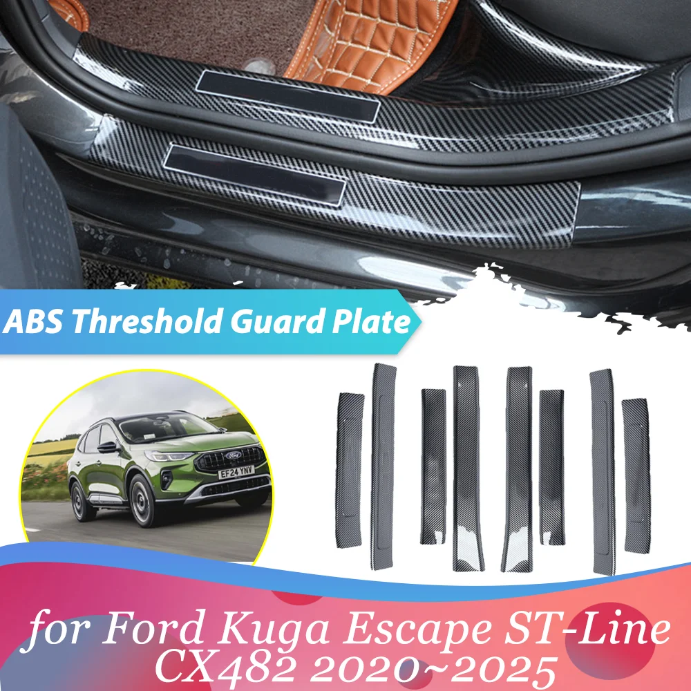 Car Welcome Pedal for Ford Kuga Escape ST-Line CX482 2020~2025 Door Sill Scuff Threshold Plate Trim Strips Sticker Accessories