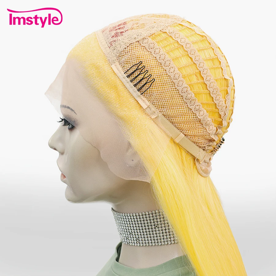 Imstyle Synthetic Lace Front Wig Yellow Ombre Wig Long Straight Wigs For Women Heat Resistant Fiber Cosplay Wig