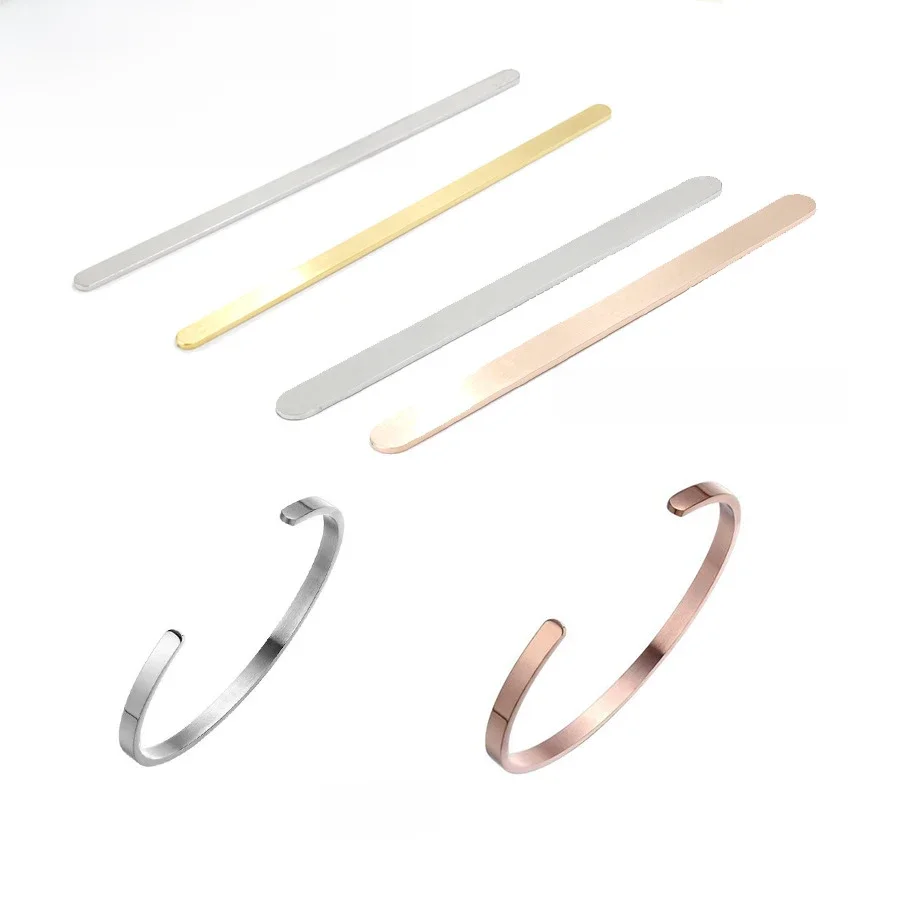 Fnixtar 50 sztuk/partia lustro polerowane prostokąt ze stali nierdzewnej urok puste tłoczenie Tag DIY C otwórz mankiet Bangle 1/2 * 6in 1/4 * 6in — zdjęcie 2