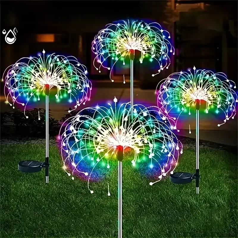 NOWE 200 diod LED słoneczne fajerwerki światła zewnętrzne wodoodporne słoneczne światła ogrodowe 8 trybów oświetlenia z pilotem dekoracje światło — zdjęcie 2