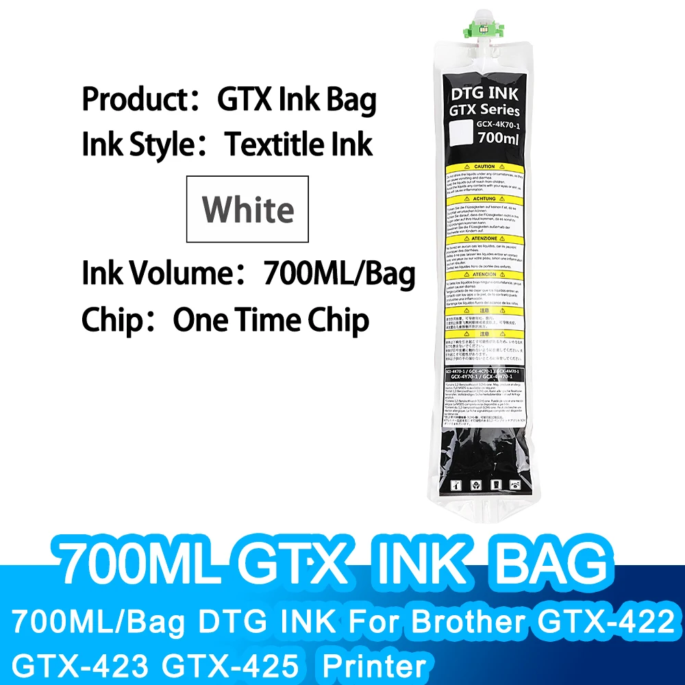 GTX Ink Bag With One Time Chip 700ML DTG Ink Bag For Brother GTX-422 GTX-423 GTX-425 GTX-600 GTXPRO GTX Ink Bag Printer