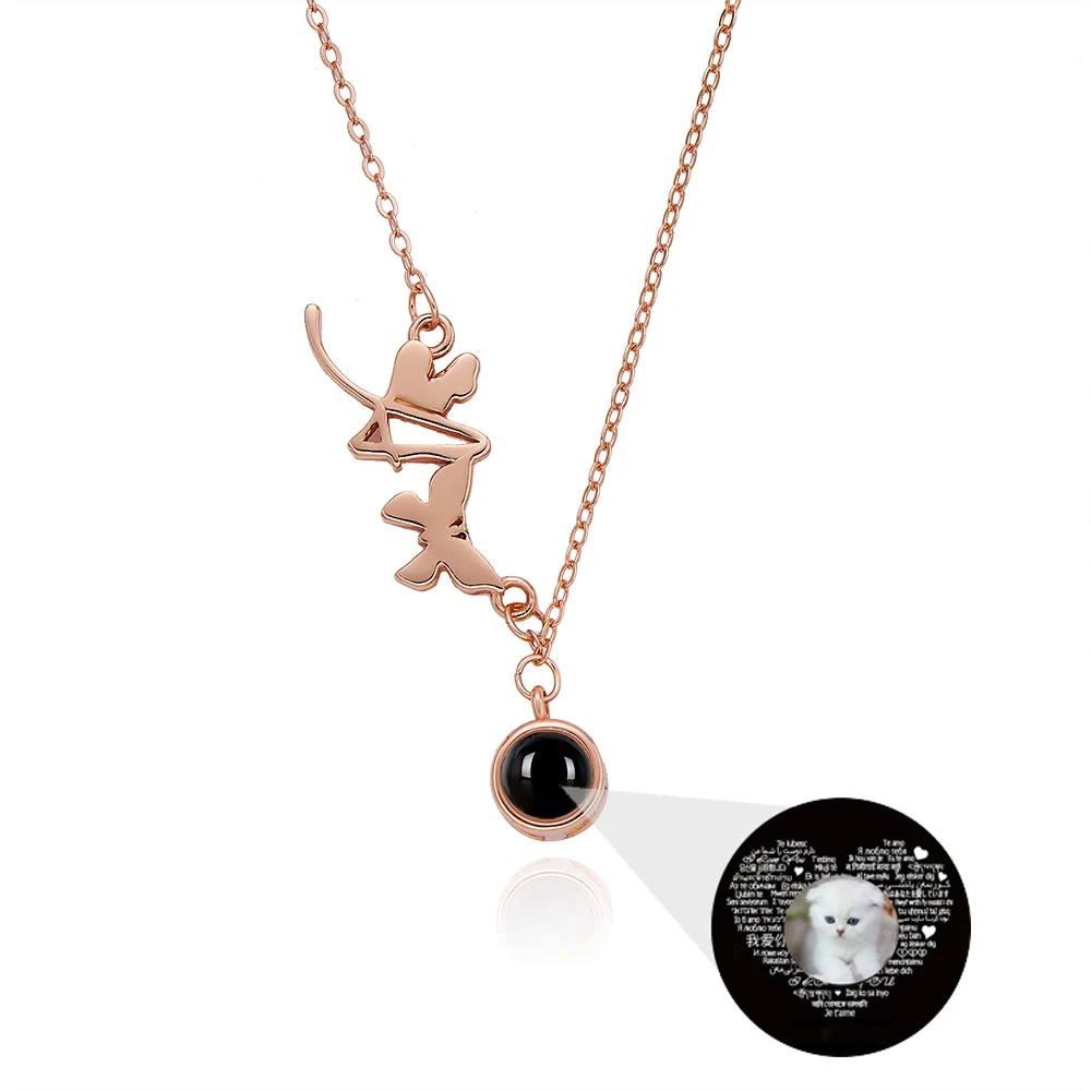 925 Silver Photo Projection Necklace For Women Personalized Custom Butterfly Letter Chain Beautiful Everyday Accessories