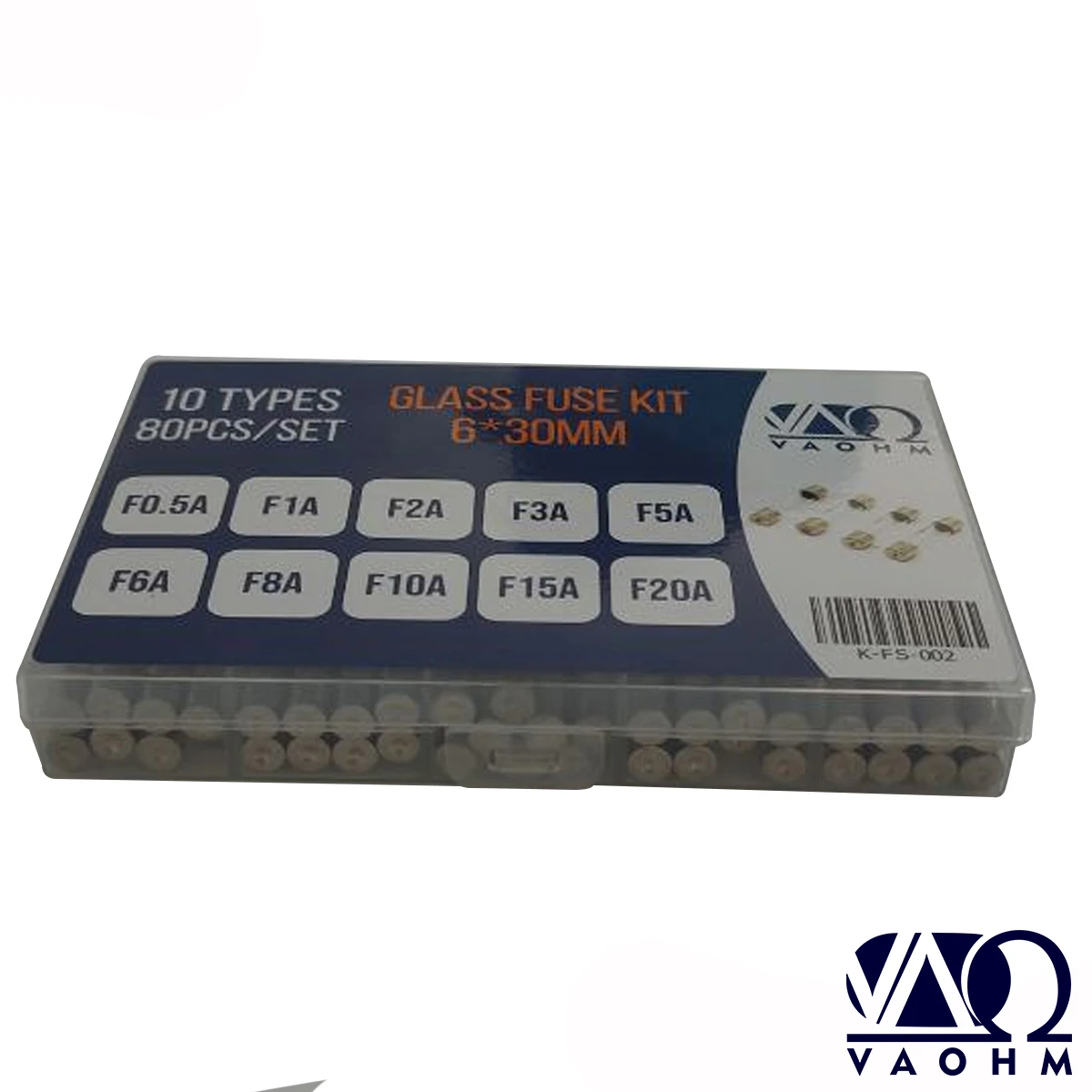 10Values 80PCS 6X30MM Glass Fuse Set Fast Blow 0.5A 1A 2A 3A 5A 6A 8A 10A 15A 20A